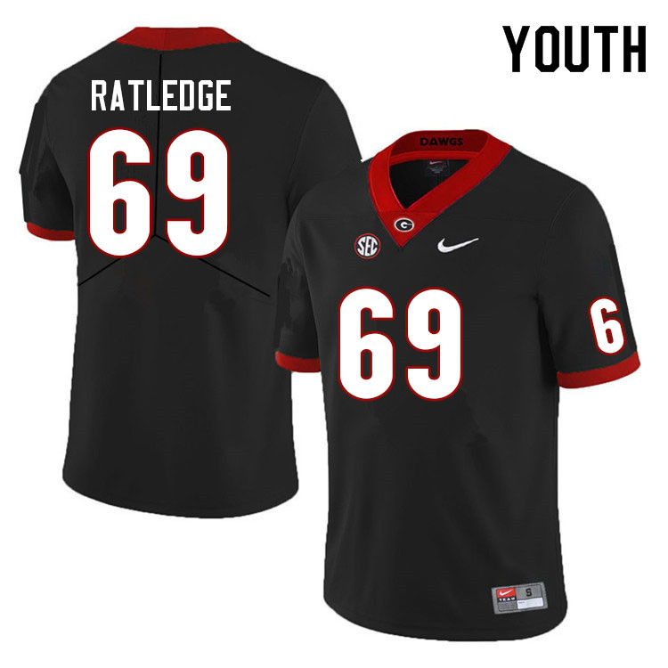 Youth #69 Tate Ratledge Georgia Bulldogs College Football Jerseys Sale-Black